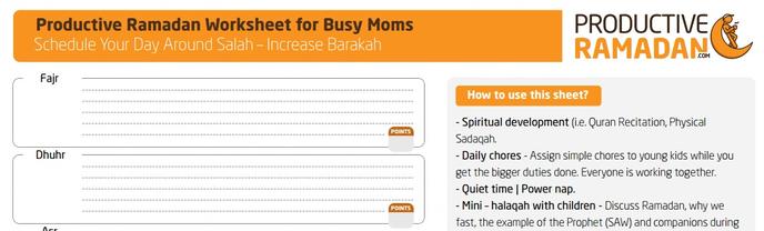 Productive Ramadan Resource: The Busy Mom's Worksheet